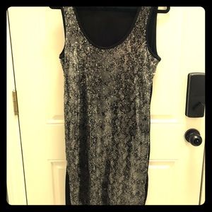 Calvin Klein Sequined Sheath Dress Black/Silver